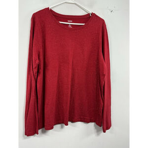 Womans Excellent Condition Sonoma Long Sleeve Pullover T Shirt XL Red Sparkly